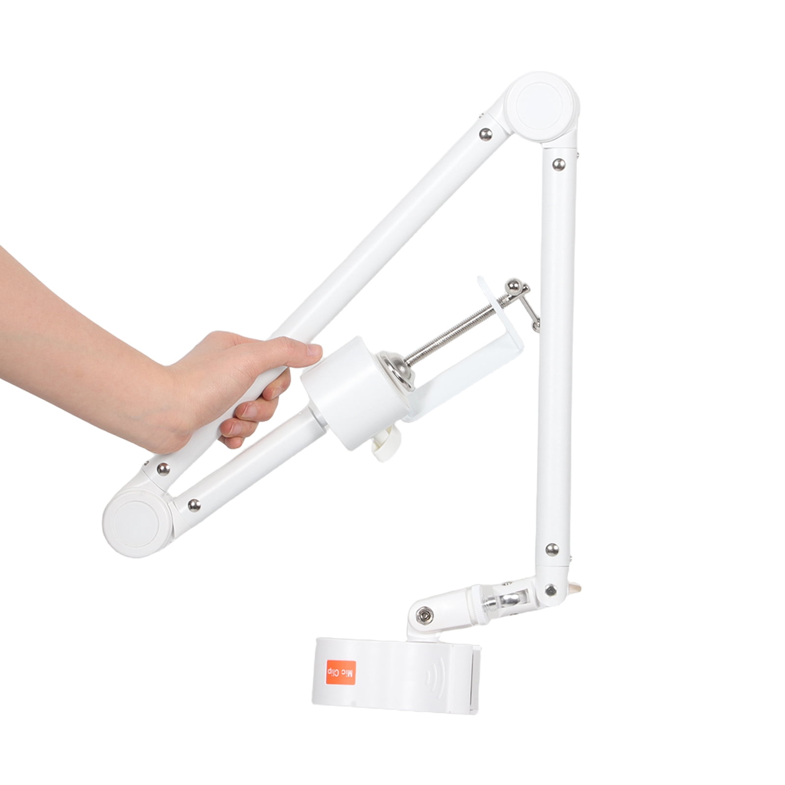 DEEPCRAFF Desktop Mounted Boom Arm Microphone Stand in White with Clamp for Home Recording
