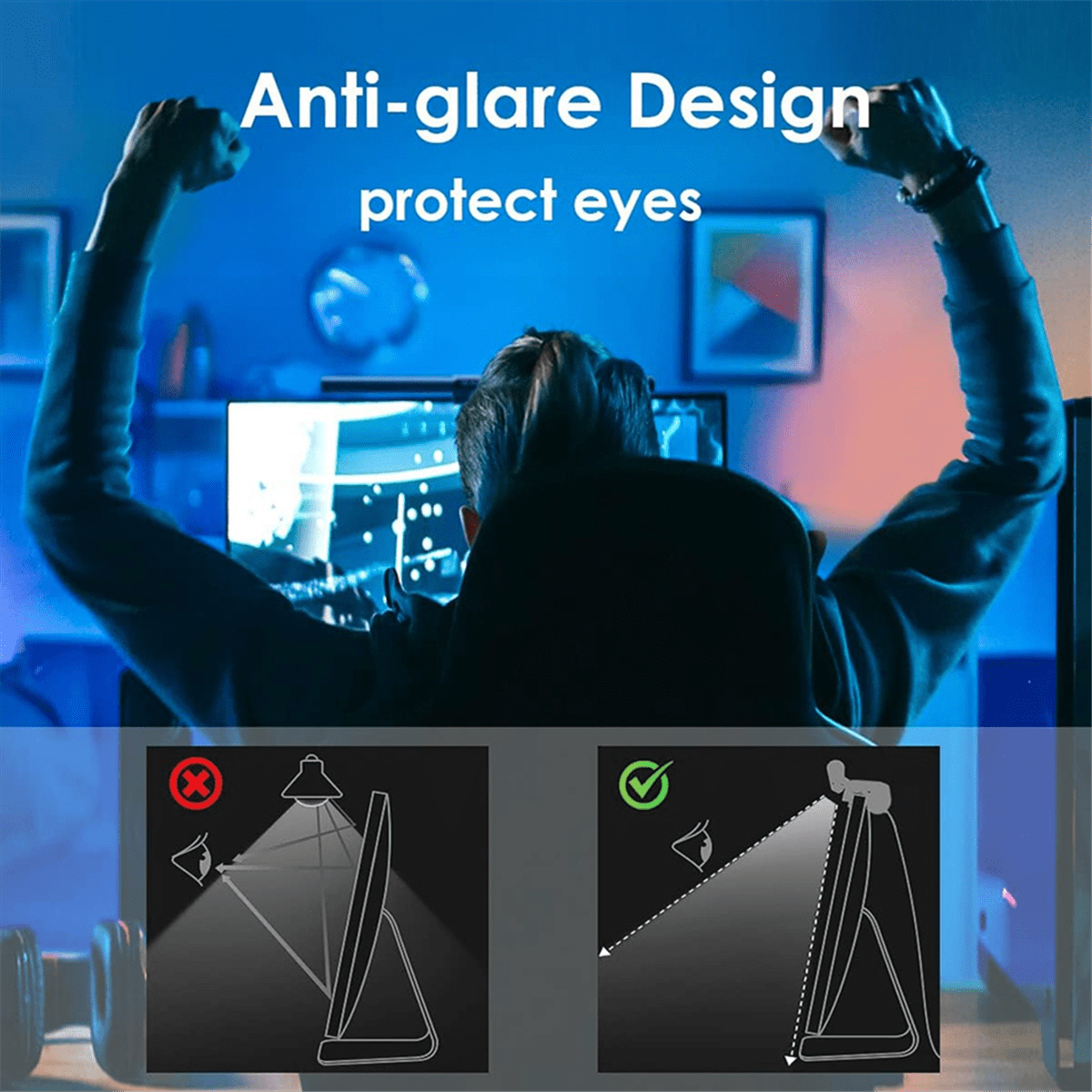 LED Desk Lamp Monitor Light Bar Eye-Care Stepless Dimming Lighting USB Table Lamp Computer Light Bar for Work/Gaming