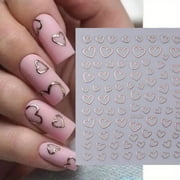 Heart Nail Art Stickers 8sheets 3D Self-Adhesive Nail Decals for Nails Manicure Art Design(4color)