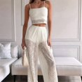 thumbnail image 6 of Women's 2 Piece Outfits Rave Lace Crop Camisole Tops and Pants Outfit Color S, 6 of 7