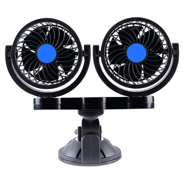 Ventilador 12V Circulador de aire Velocidad ajustable Coche de doble cabezal Enfriamiento de poco ruido