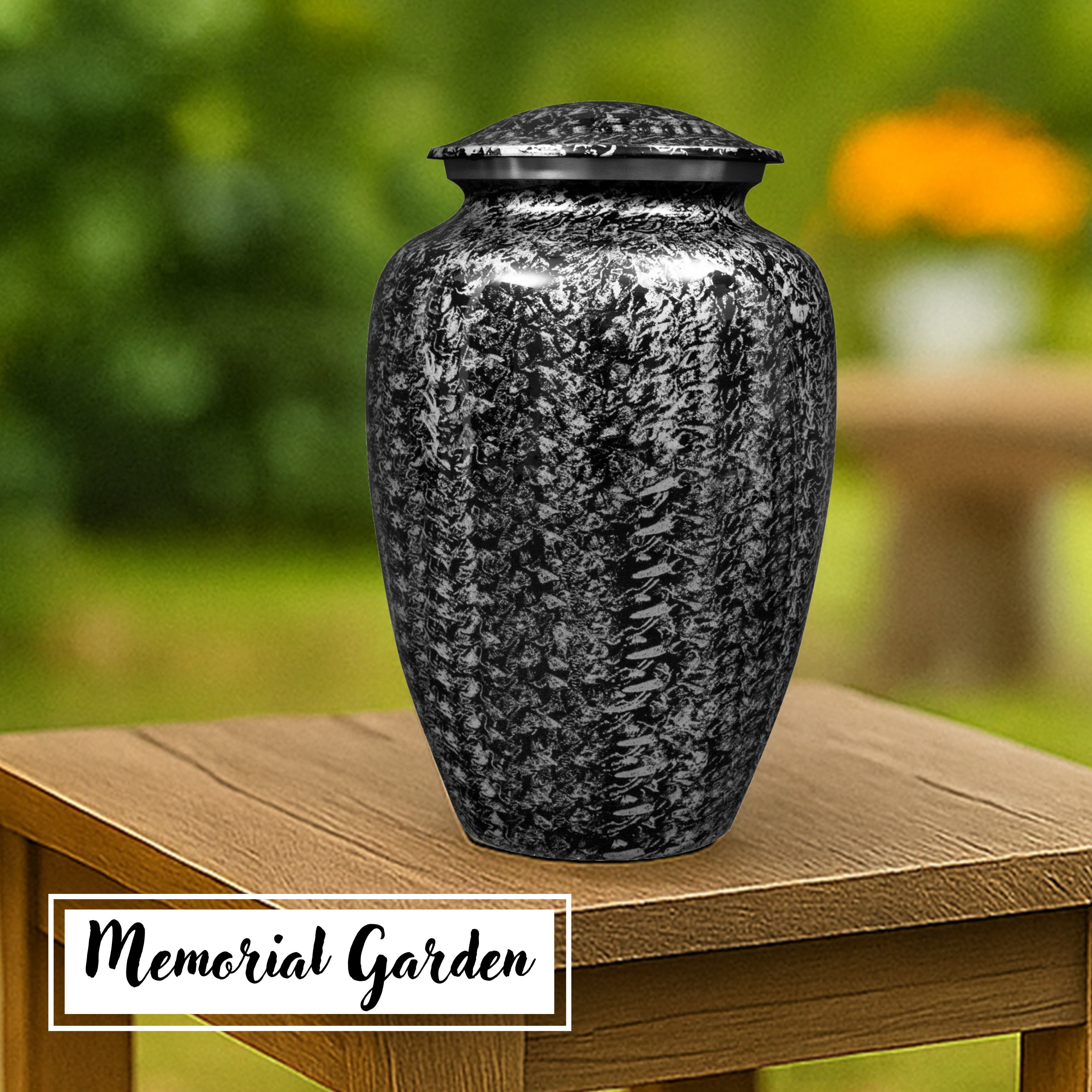 Handcrafted Aluminum Urn - Decorative Memorial Holder for Ashes and Remembrance (Charcoal)