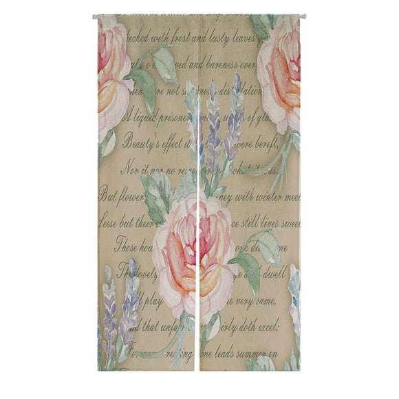 ABPHQTO Rosas rosas con lavanda japonés Noren cortina puerta ventana tratamiento cortinas 85x150 cm