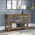 thumbnail image 4 of Console avec tiroirs et tablettes Key West de Bush Furniture, pin vieilli, 4 of 5