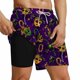 thumbnail image 1 of Ceisia Men's Relaxed Fit Mardi Gras Mask & Bead Swim Trunks | Double-Layer Quick-Dry Beach Shorts | Elastic Waist Party Shorts Gift, 1 of 5