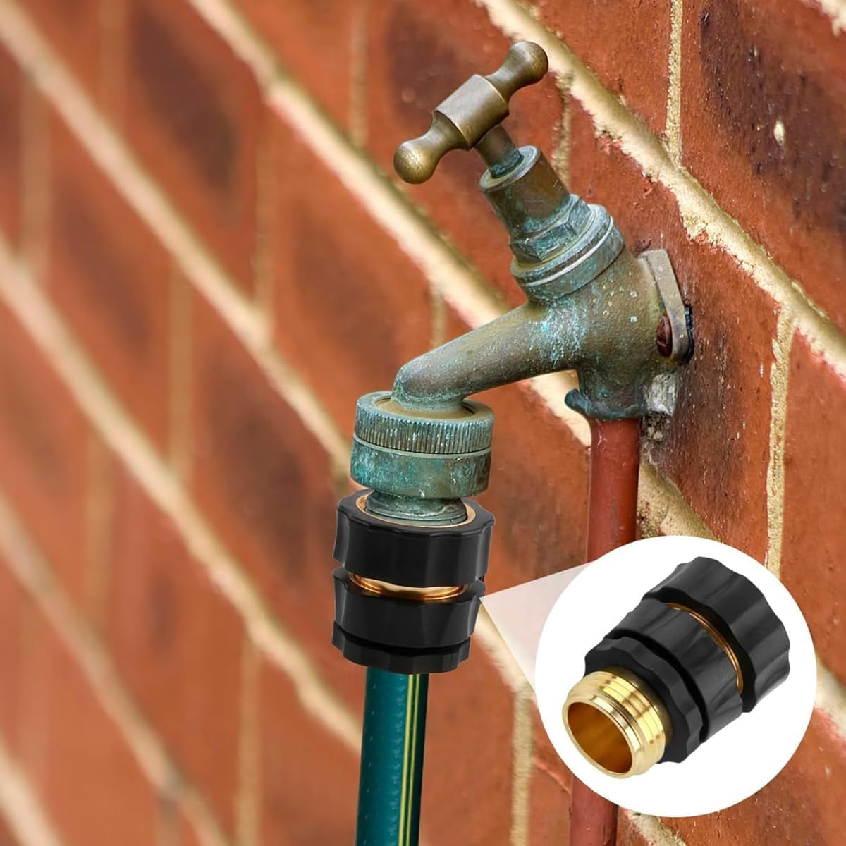 3/4 Inch Garden Hose Quick Connect Kit, Male Female Hose Connector Adapter, Heavy Duty Leakproof Garden Pipe Fittings for Outdoor Irrigation