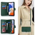 thumbnail image 3 of Fit for Samsung Galaxy A14 (5G 2023) Wallet Case for Women & Men with Strap,Galaxy A14 Crossbody Phone Case with Card Holder,Shoulder Lanyard,Zipper PU Leather Case 6.6",Dark Green, 3 of 14