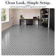 FlooringInc Nitro Pro Garage Tiles, Diamond, 40 Pack, 40 Sq/Ft. Gunmetal/Black
