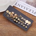 thumbnail image 3 of 14 Pairs Of Earrings Alloy Retro Style Small Daisy Moon Flower Rhinestone Earring Set, 3 of 6