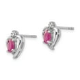 thumbnail image 2 of Real 14kt White Gold Ruby and Diamond Heart Post Earrings; for Adults and Teens; for Women and Men, 2 of 3