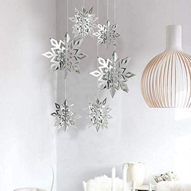 Winter Wonderland Snowflakes Party Decorations 3D Card Hanging Paper  Centerpieces for/Birthday/Christmastree/New Year/Baby Shower/Wedding  Party/Shopwindow Supplies - silver 