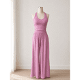 thumbnail image 6 of Women’s Two Piece Outfits, Halter Tank Top with Drawstring Wide Leg Lounge Pants, 6 of 10