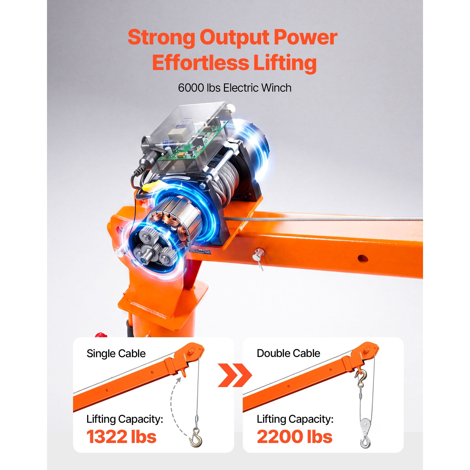KFFKFF Electric Truck Crane, 2200 lbs Capacity with 12V 6000 lbs Electric Winch, 360° Rotating Telescopic Boom, Durable Galvanized Steel, Foldable Design for Lifting Machinery and Lumber