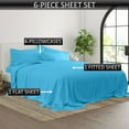 thumbnail image 3 of 24-INCH EXTRA DEEP POCKETS - 6 PC Split Head King Sheet Set for Adjustable Bed - (Extra Pillowcases) 600-Thread-Count 100% Egyptian Cotton, Soft Breathable 600TC Cotton- Turquoise Blue, 3 of 7