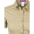 thumbnail image 3 of Made by Olivia Women's Junior Fit Short Sleeve Stretchy Button Down Collar Office Formal Casual Blouse Shirts Top (S-3XL), 3 of 6