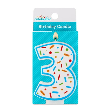 Multicolor Confetti Number 3 Birthday Candle by Way To Celebrate