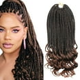 thumbnail image 2 of Human Hair Wig Fiber Crochet Hair With Three Braids Wrapped Around The Tail Box Braids Curly Ends Horsetail Wig Headband Wigs, 2 of 4
