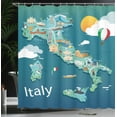 thumbnail image 3 of Ambesonne Landscape Shower Curtain, Italy Map Landmarks Art, 69"Wx75"L, Marigold and Dark Turquoise, 3 of 4