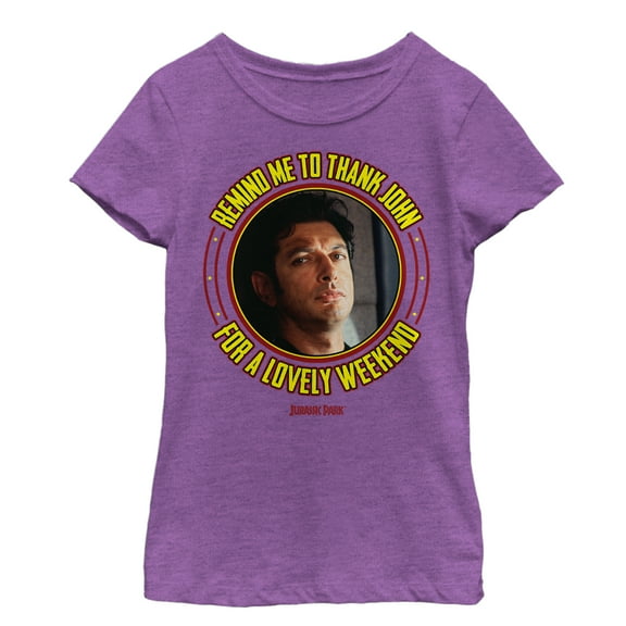 Girl's Jurassic Park Dr. Malcolm Lovely Weekend Graphic Tee Purple Berry X Small