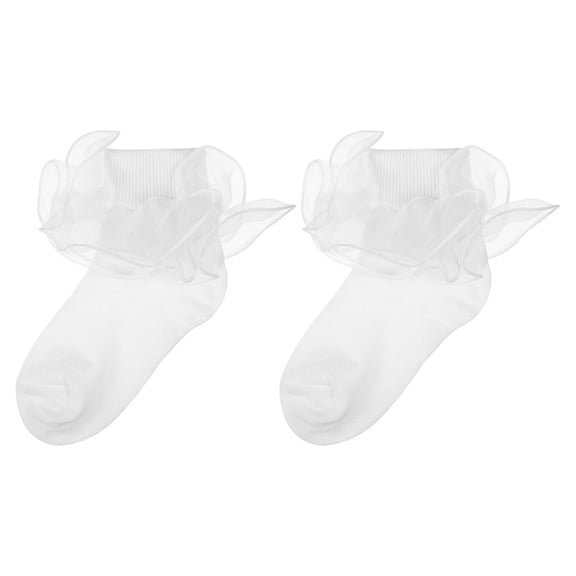 AURARMLET 1 Pair Ruffle Ankle Socks For Girls In Lace Socks With Comfort White