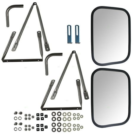Set Universal Camper Tow Mirrors Stainless Steel w/ Long Bracket Replacement for Chevy GMC Blazer Jimmy Suburban Pickup Truck