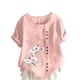 thumbnail image 2 of Fiudx Camisas de Mujer Camisa Holgada Informal de Verano con Cuello Redondo y Manga Corta con Estampado de Flores para Mujer, 2 of 5