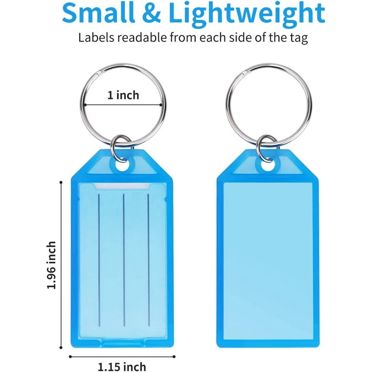 Teskyer 56 Pack Plastic Key Tags, Colorful Key Labels With Label Window Split Ring