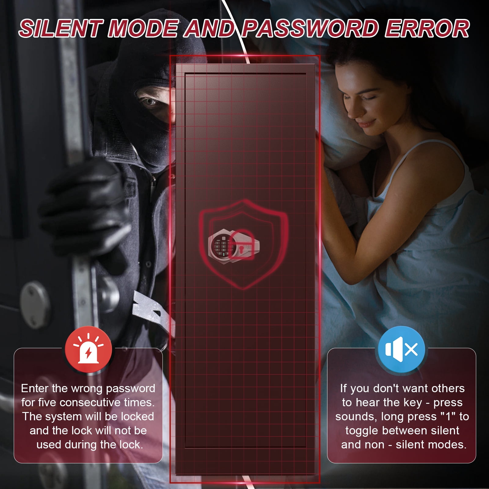 Foorsun 10-12 Electronic Gun Safe for Rifles and Pistols, Gun Cabinet for Home with Adjustable Shelves, Unassembled Gun Safes for Rifle and Password Lock, Alarm System & Mute Mode