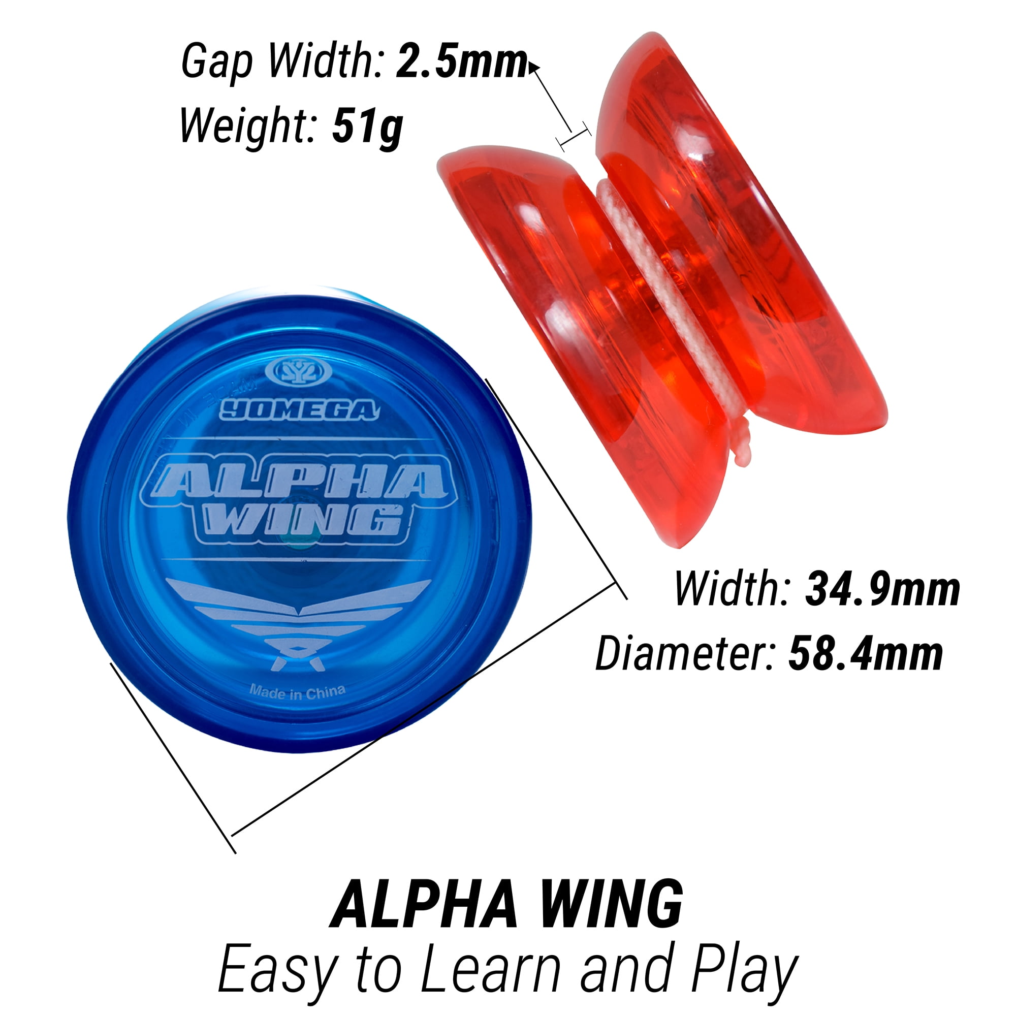 Buy Yomega 3X Alpha Wing Yoyo, Fixed axle yoyo Designed for Beginner