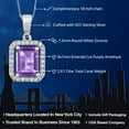 thumbnail image 2 of Gem Stone King 925 Sterling Silver Purple Amethyst Pendant Necklace for Women (2.61 Cttw, Gemstone Birthstone, Emerald Cut with 18 inch Silver Chain), 2 of 5