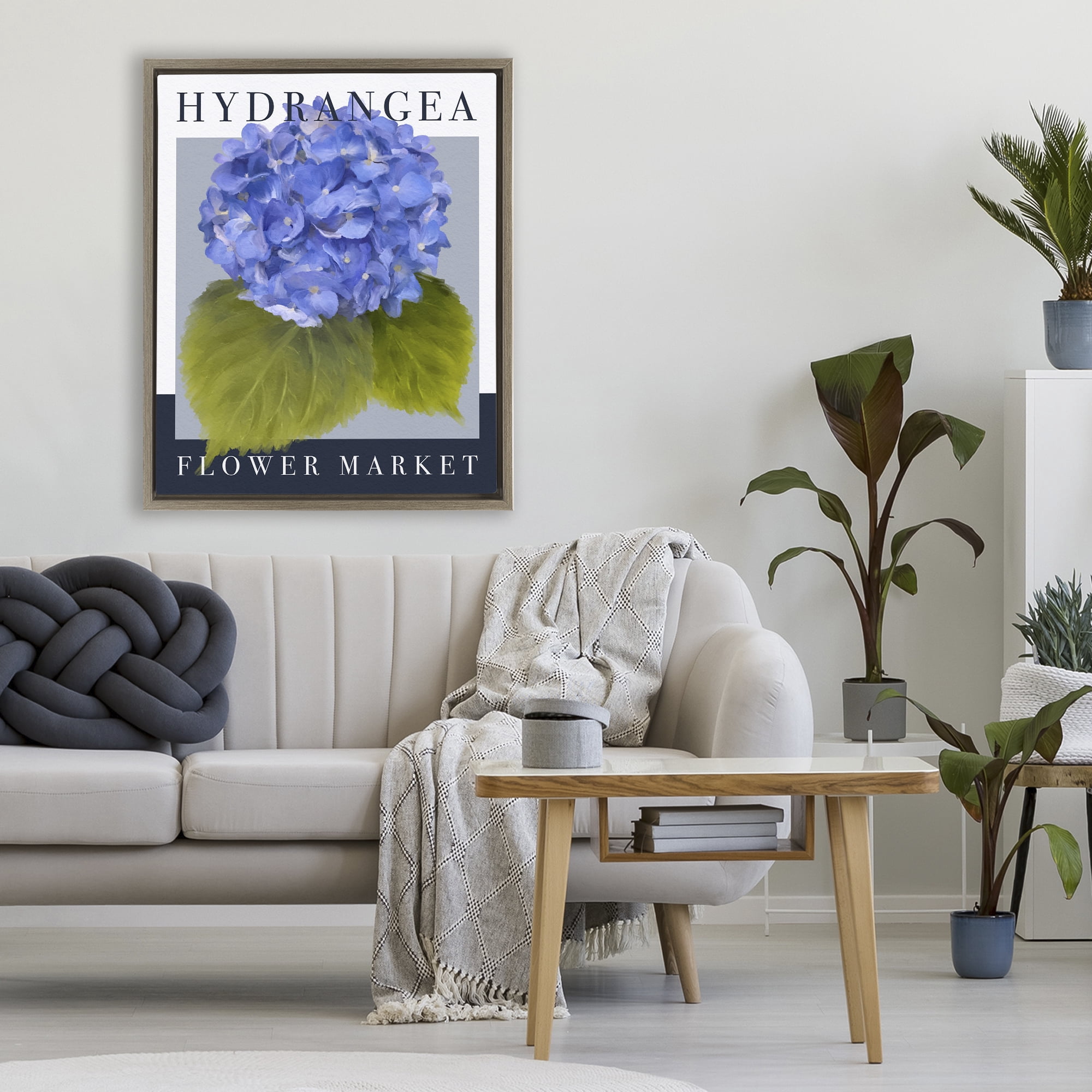 Stupell Industries Hydrangea Flower Market Brown Framed Floater Canvas Wall Art, design by Jennifer Stith