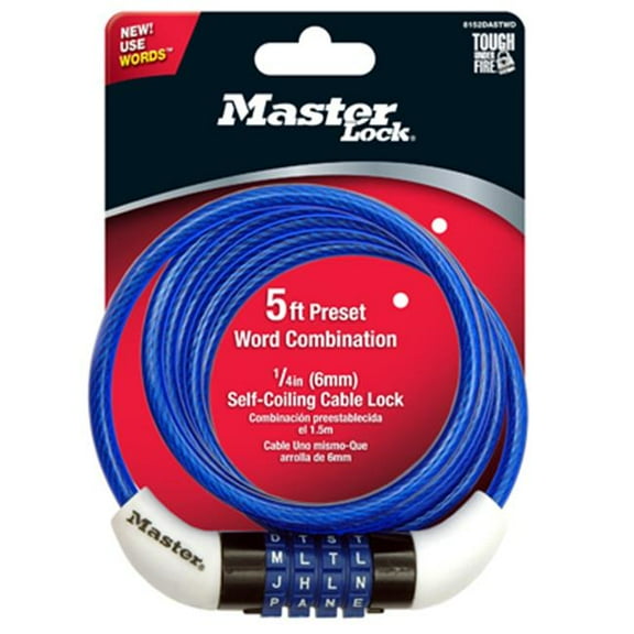 Master Lock 8152ASTWD 5 ft. Bike Cable With Alpha Combination Barrel Lock