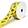 Vibrant Colored Lady Bugs Wired Linen Ribbon, 1-1/2-Inch, 10-Yard, Daffodil