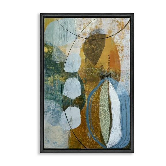 Stupell Industries Expressive Distressed Abstract Abstract Painting Black Floater Framed Canvas Art Print Wall Art, 17 x 25