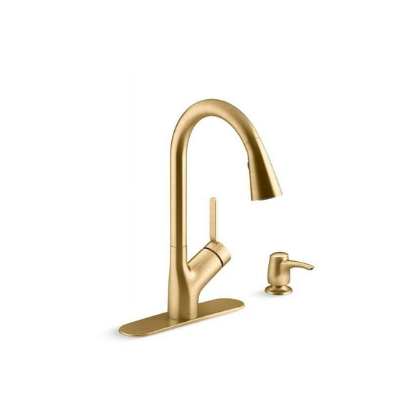 Setra Single-Handle Pull-Down Sprayer Kitchen Faucet in Vibrant Brushed Moderne Brass
