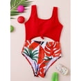 thumbnail image 2 of Shadoumai Girls Swimsuit Two Piece Bathing Suit Criss Cross Print Bikini Set with Ruffle Hem Teens Swim Suits 6-14Y, 2 of 6