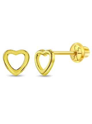 Yellow Gold Plated Ball Safety Screw Back Earrings for Babies