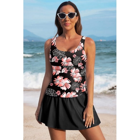 Colorblock Tankini Top and Skort Swim Set