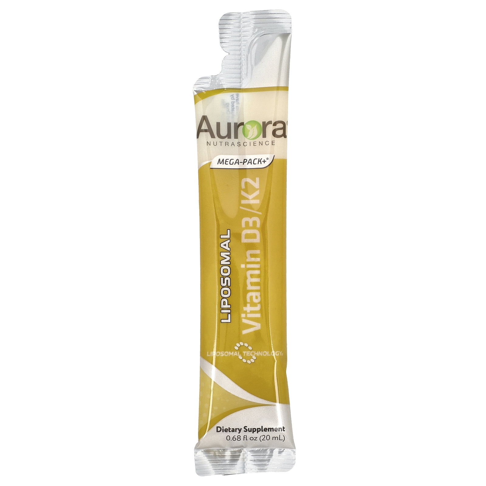 Aurora Nutrascience Liposomal Vitamin D3/K2, 32 Packets, 0.68 fl oz (20 ml) Each