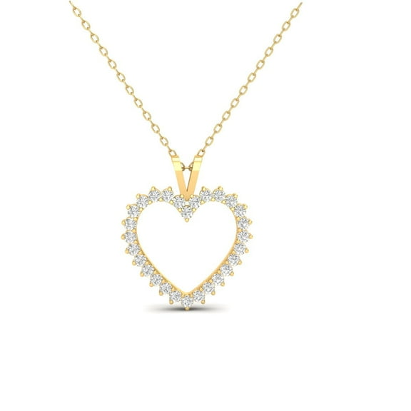 1.0CT Moissanite Open Heart Pendant Necklace in 18kt Gold Over Sterling Silver