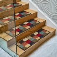 thumbnail image 3 of Ottomanson Non-Slip Rubberback Checkered 8.5" x 26" Indoor Stair Treads, 7 Pack, Multicolor, 3 of 15