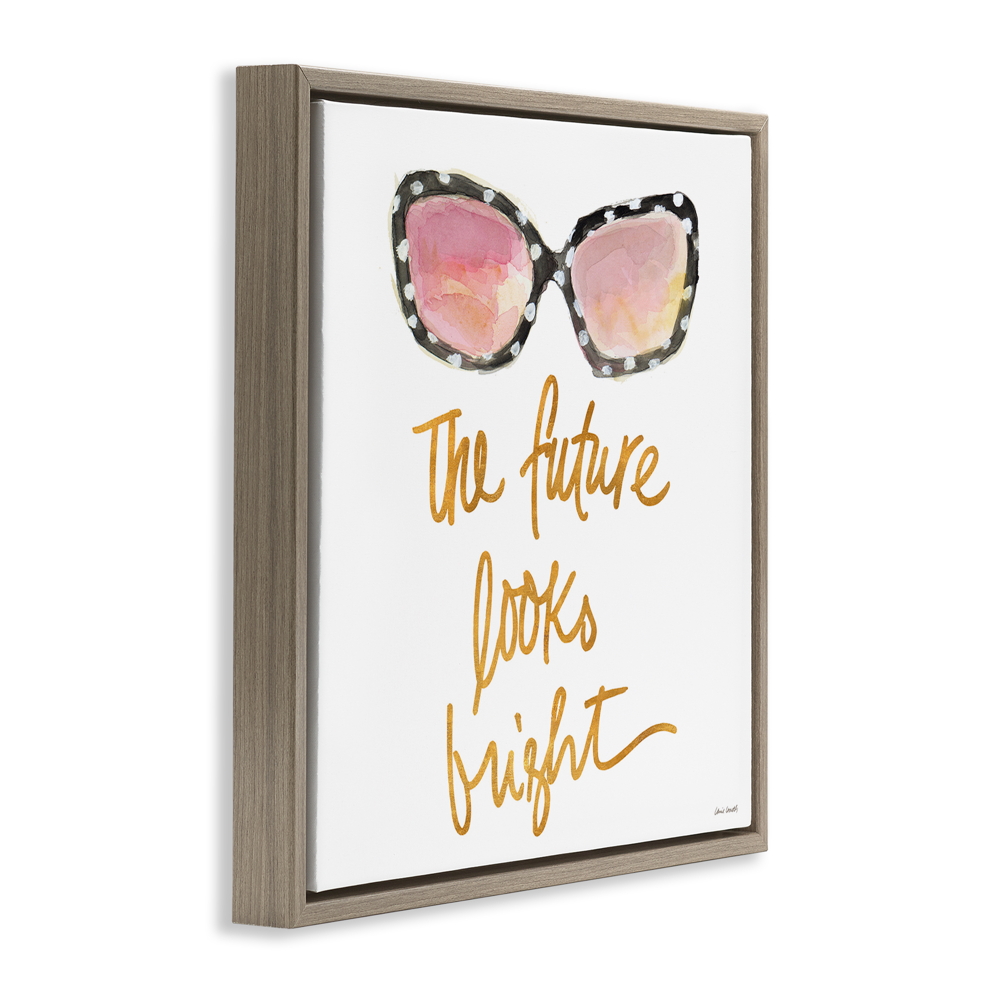Stupell Industries Future Looks Bright Beauty & Fashion Painting Brown Floater Framed Art Print Wall Art, 18 x 18