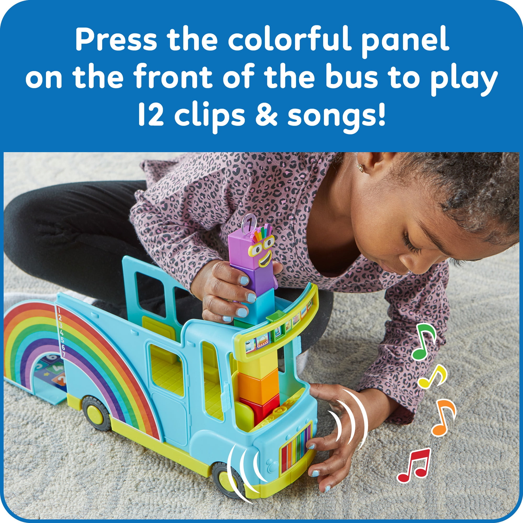 hand2mind Numberblocks Rainbow Counting Bus, Toy Vehicle, Play Figure Playsets, Ages 3+ (3 Pieces)