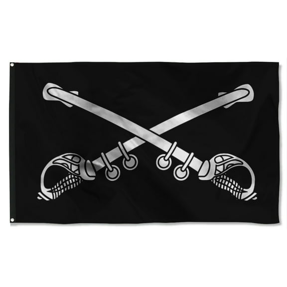 Cayyon Cavalry Branch Black And White Flag 3x5Feet Military Banner with 2 Brass Grommets