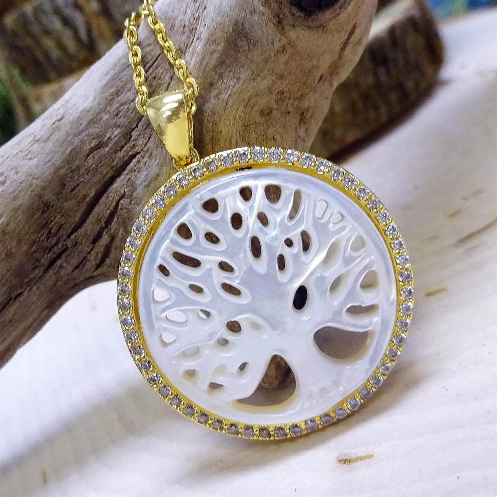 mother of pearl tree of life necklace