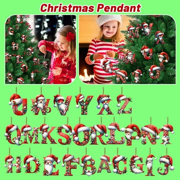 Personalized 26 Letters Christmas Ornaments 2025 Acrylic Hanging Ornament Letters for Xmas Tree Decorations Holiday Family Decor Gifts Z