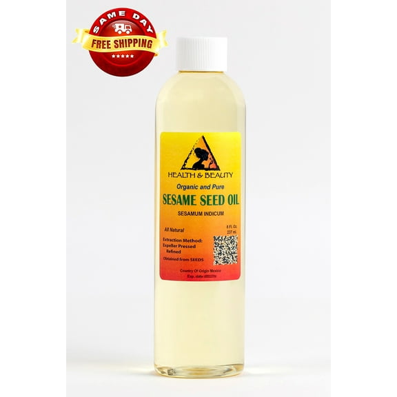 SESAME OIL REFINED ORGANIC CARRIER EXPELLER PRESSED 100% PURE 8 OZ