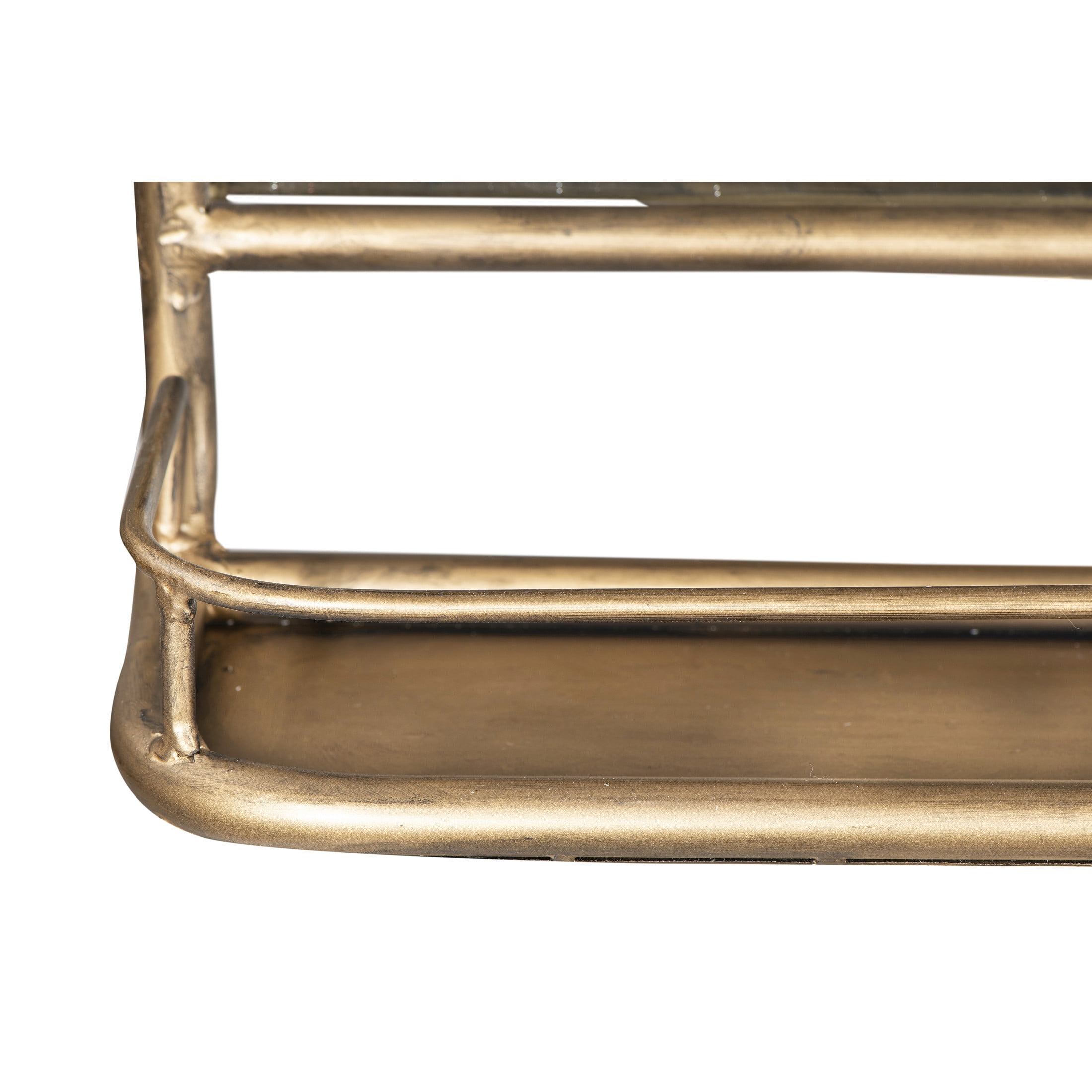 Creative Co-Op Metal Framed Wall Mirror with Shelf, Brass
