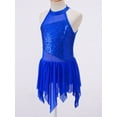 thumbnail image 3 of HULIJA Kids Girls Ballet Dance Dress Sleeveless Sequins Mesh Splice Cutout Back Leotard Dress Royal Blue 8, 3 of 7