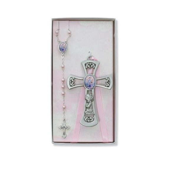 McVan BS36 Crib Cross & Pink Rosary Set
